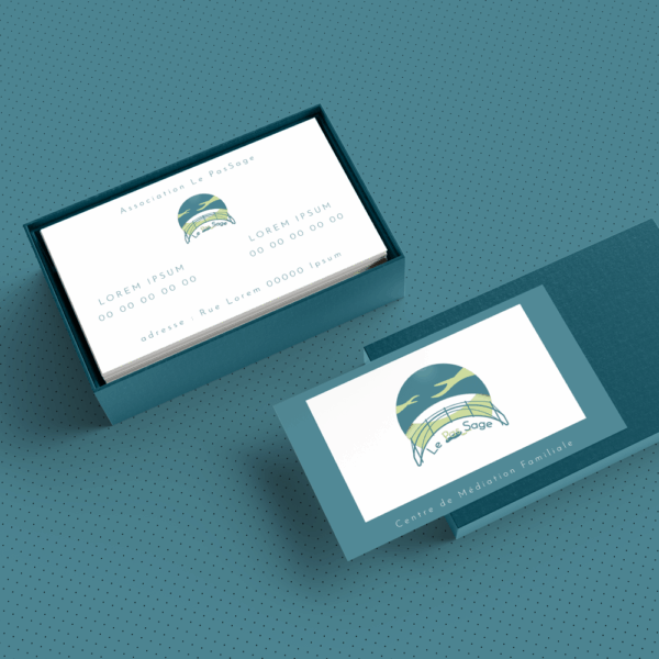 logo d'association sur carte de visite bleu-vert