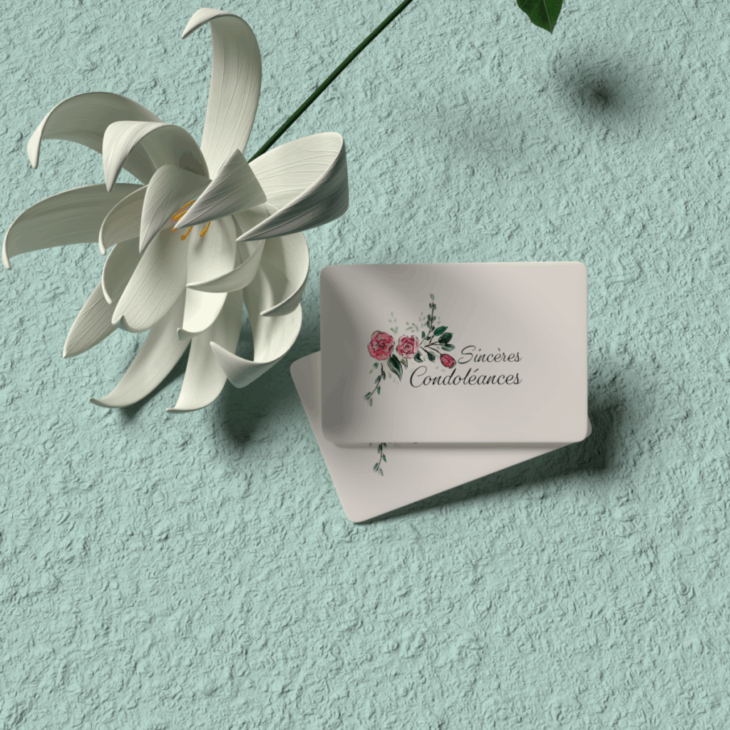 dessin aquarelle de fleurs sur carte de condoélance