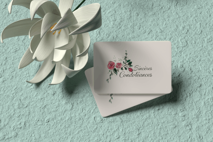 dessin aquarelle de fleurs sur carte de condoélance