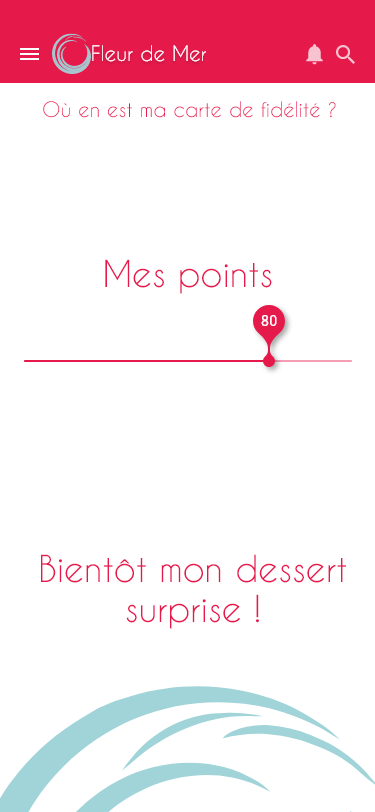 image d'interface pour prototype mobile pour un restaurant fictif et commande d'un article en ligne, page de fidélité