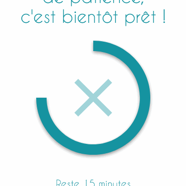 image d'interface pour prototype mobile pour un restaurant fictif et commande d'un article en ligne, page de temps de préparation