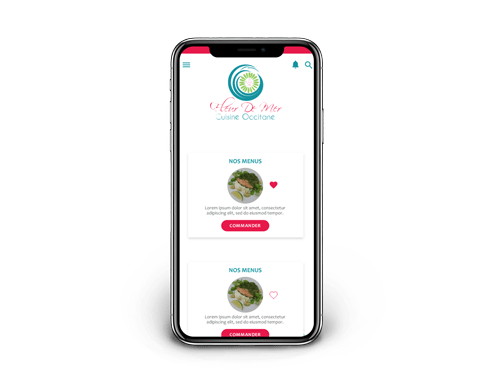 image d'interface pour prototype mobile pour un restaurant fictif et commande d'un article en ligne, page de commande dans un téléphone
