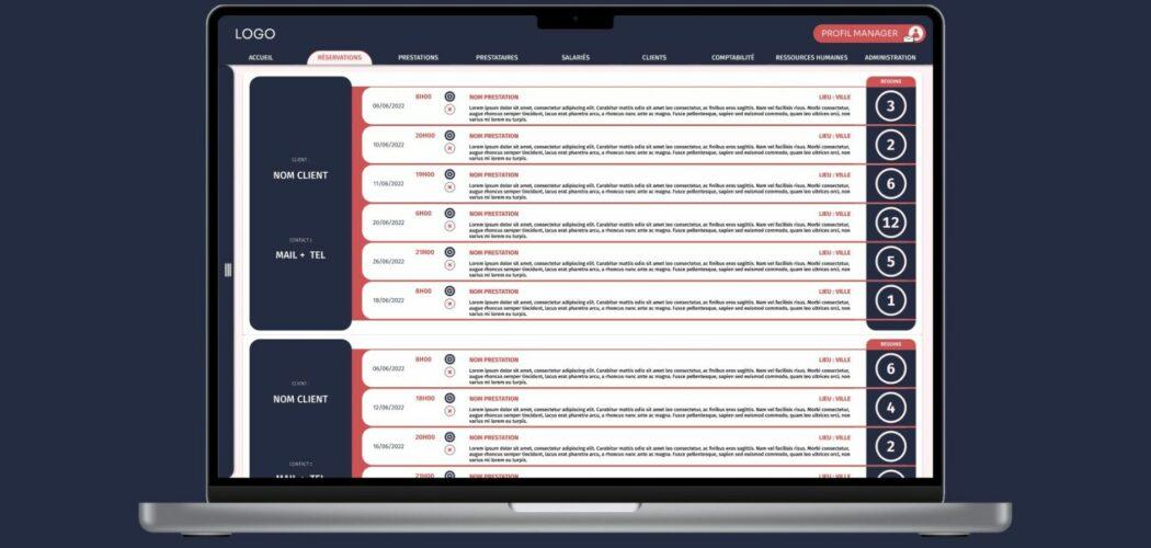 interface PC : un tableau SaaS